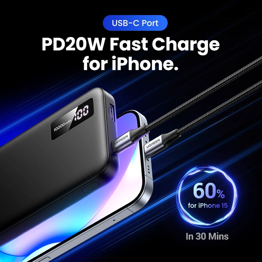 Alternative view of UGREEN 10000mAh 20W Two-way Fast Charging Power Bank – PB311