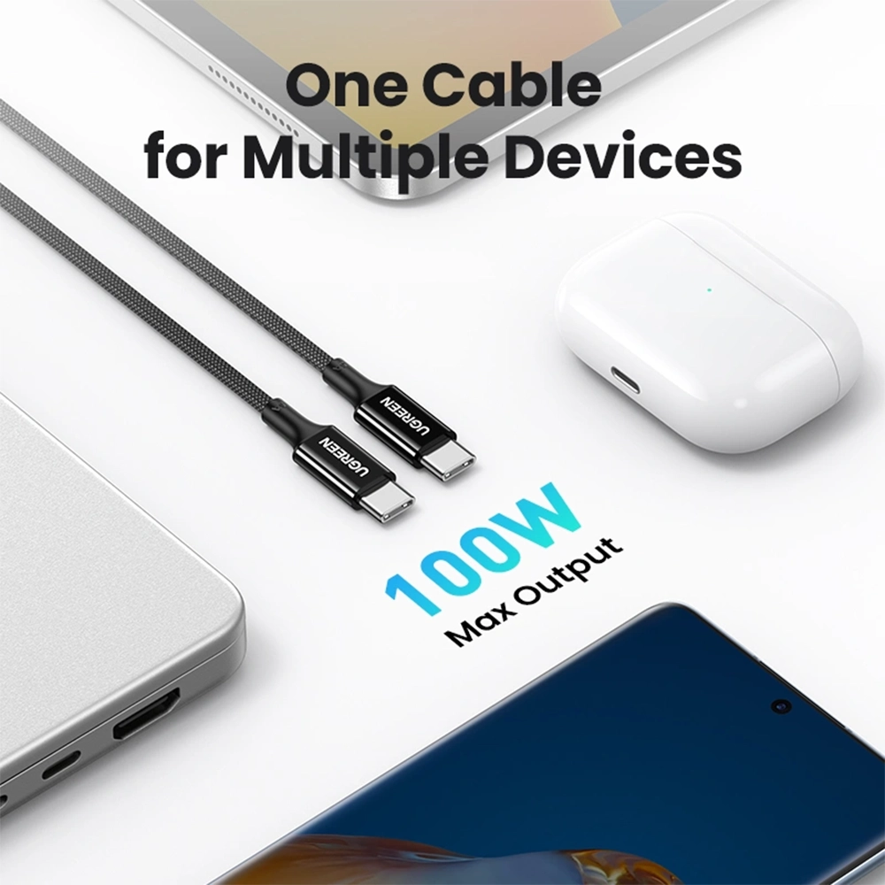 Alternative view of UGREEN 1Meter 100W 5A Max Type-C to Type-C PD Fast Charging Silicone Braided Cable – US557