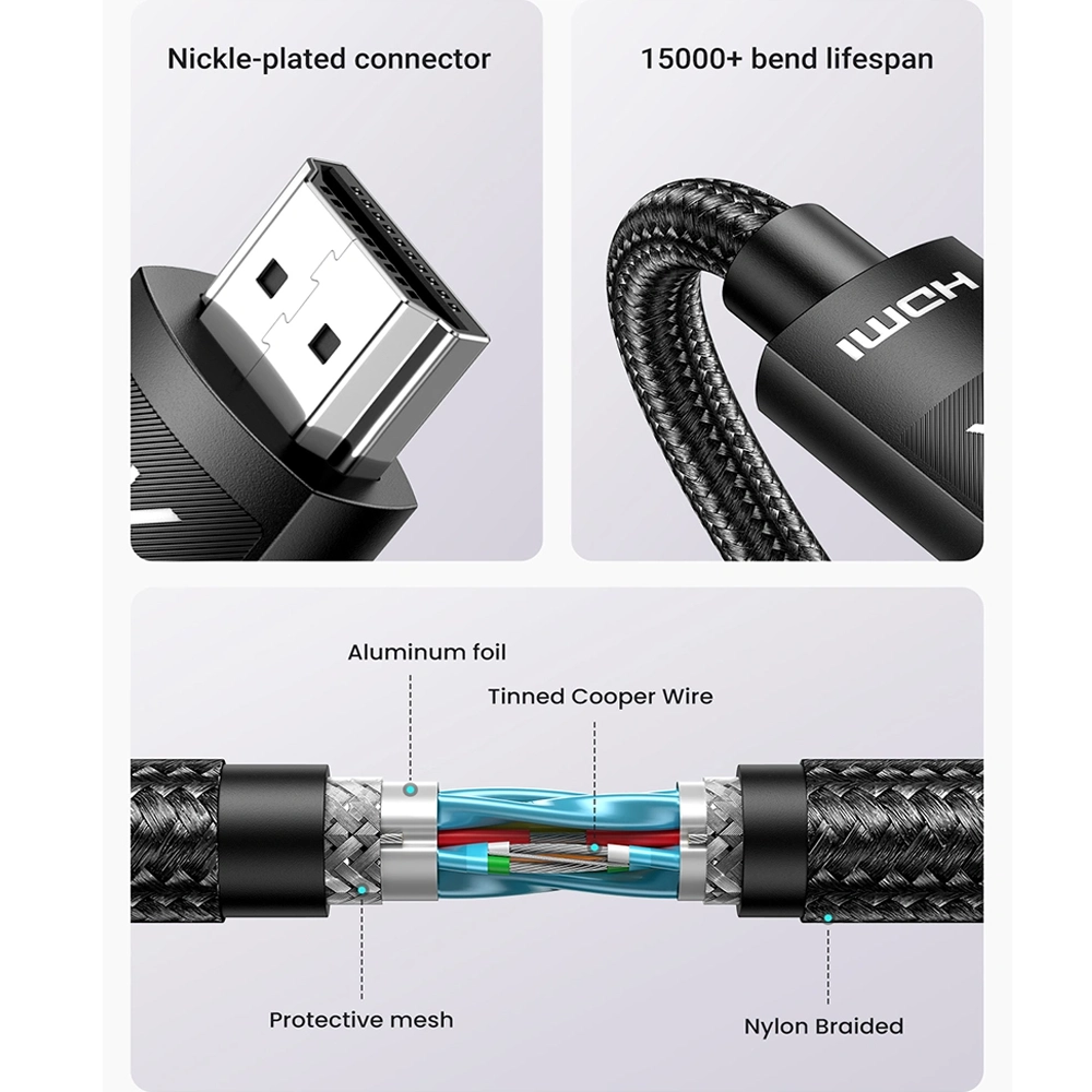 UGREEN 2 Meter 4K HDMI Male to Male Nylon Braided Cable – HD119 - Image 3