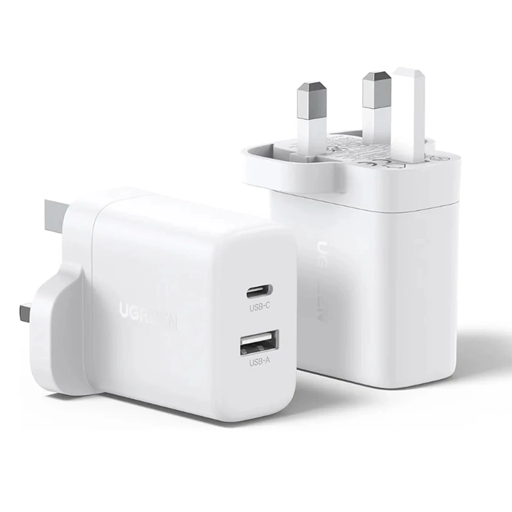 Alternative view of UGREEN 20W Type-C + USB Port Fast Charger UK White – X227