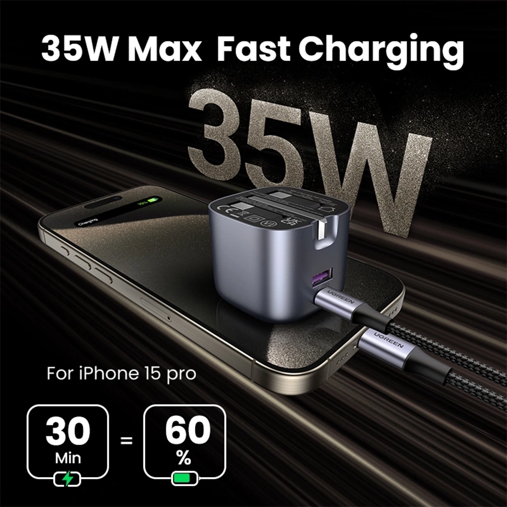 Alternative view of UGREEN 35W 2-Port Nexode GaN Fast Charger UK – CD350