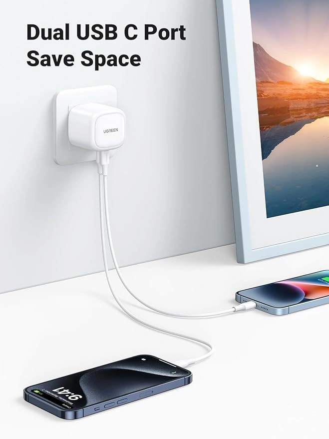 Alternative view of UGREEN 40W Dual Type-C Fast Charging Adapter – CD243