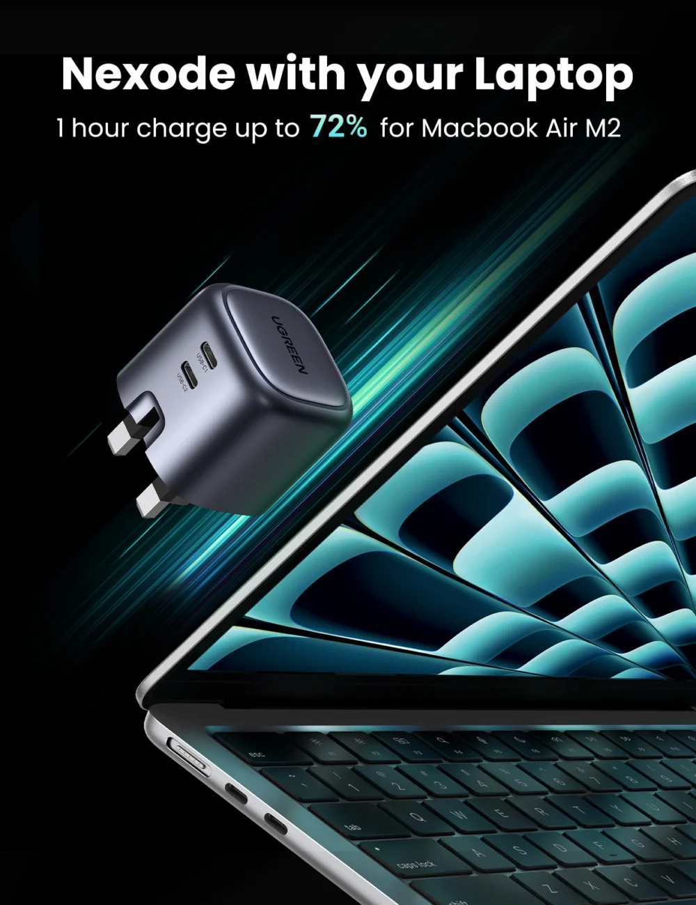 Alternative view of UGREEN 45W NexodeGaN Dual Type-C PD Fast Charging Adapter – CD294