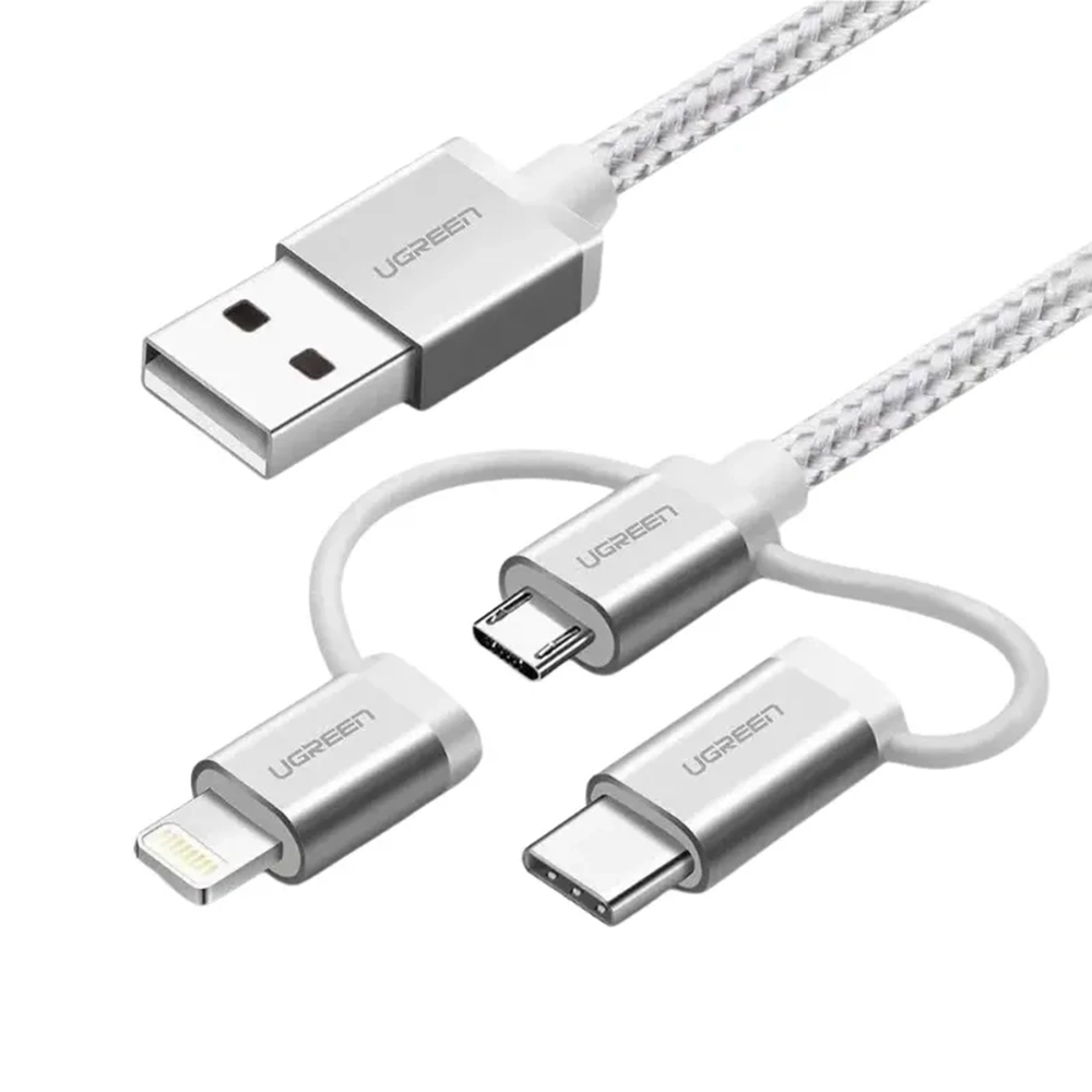 UGREEN MFi Certification 3-in-1 USB-A 2.0 Multifunction 1.5 Meter Cable with Braid – US186