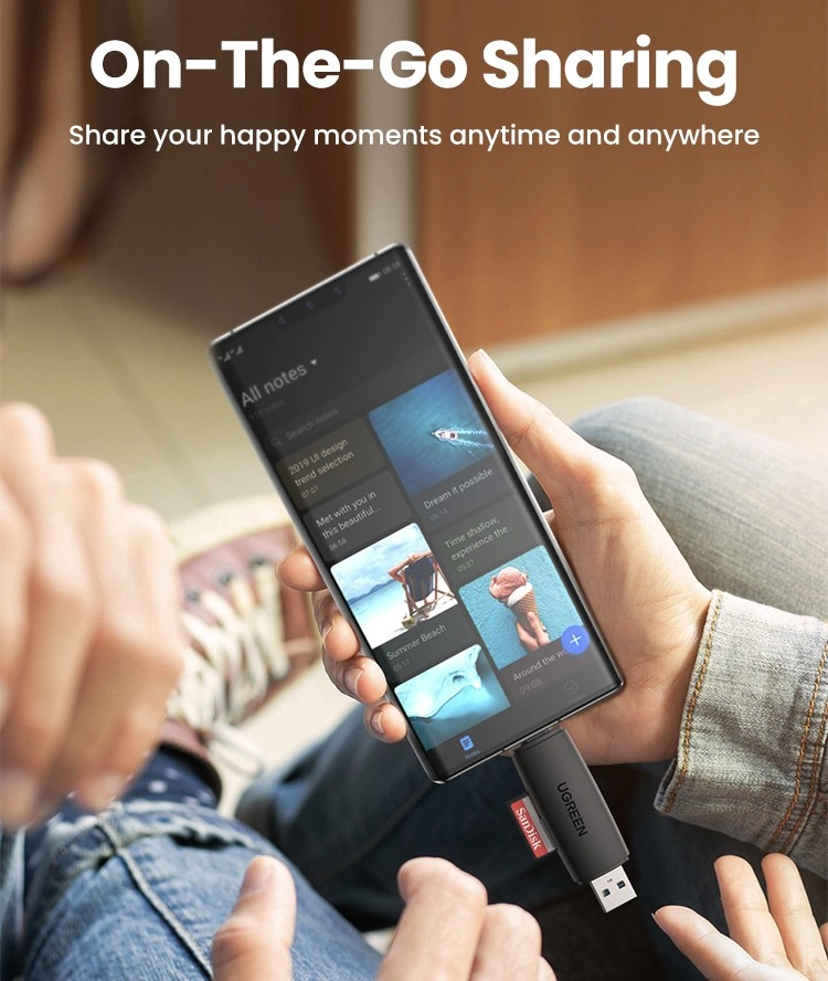 Alternative view of UGREEN USB +Type-C Multifunctional TF/SD Card Reader – CM304