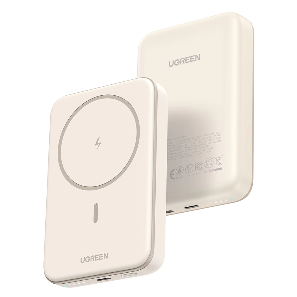 Alternative view of UGREEN 10000mAh 20W Magnetic Wireless Power Bank White – PB561