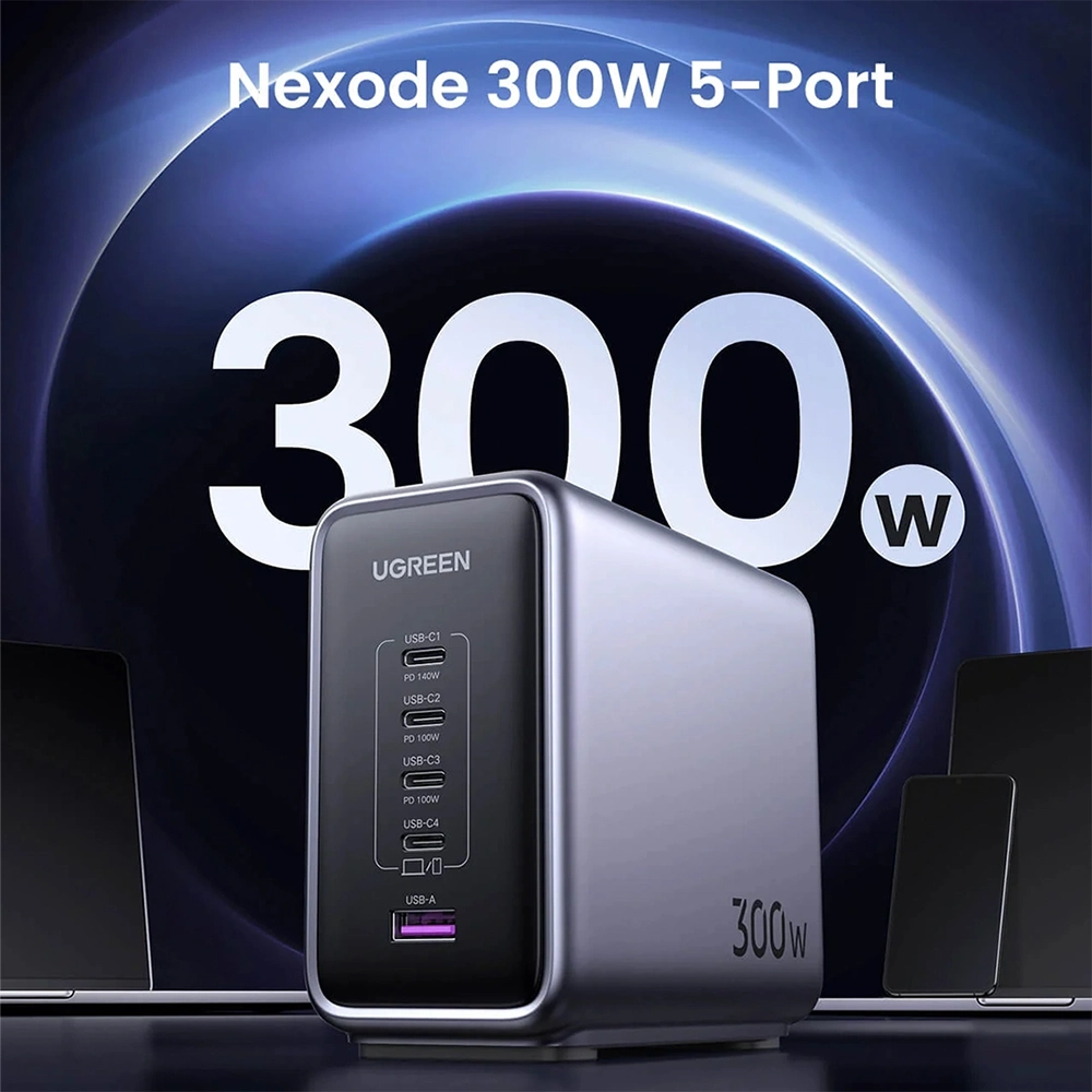 Alternative view of UGREEN 300W 5-Port Nexode GaN PD Fast Charger US – CD333