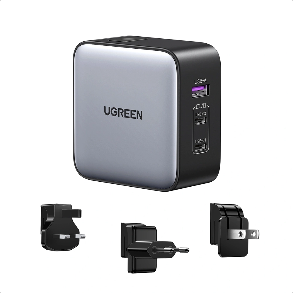 UGREEN 65W GaN Fast Charging Adapter With Multi Universal Wall Plugs- CD296