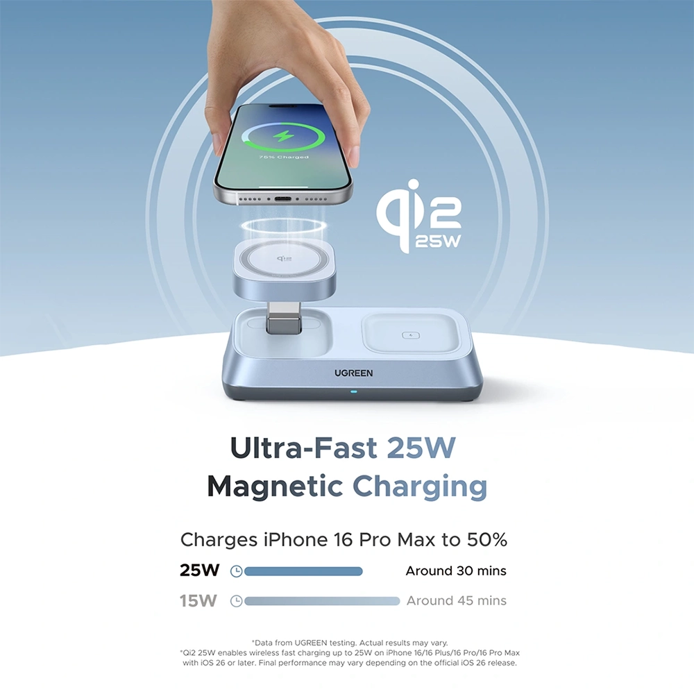 Alternative view of UGREEN MagFlow 3-in-1 Magnetic Wireless Charger – W711