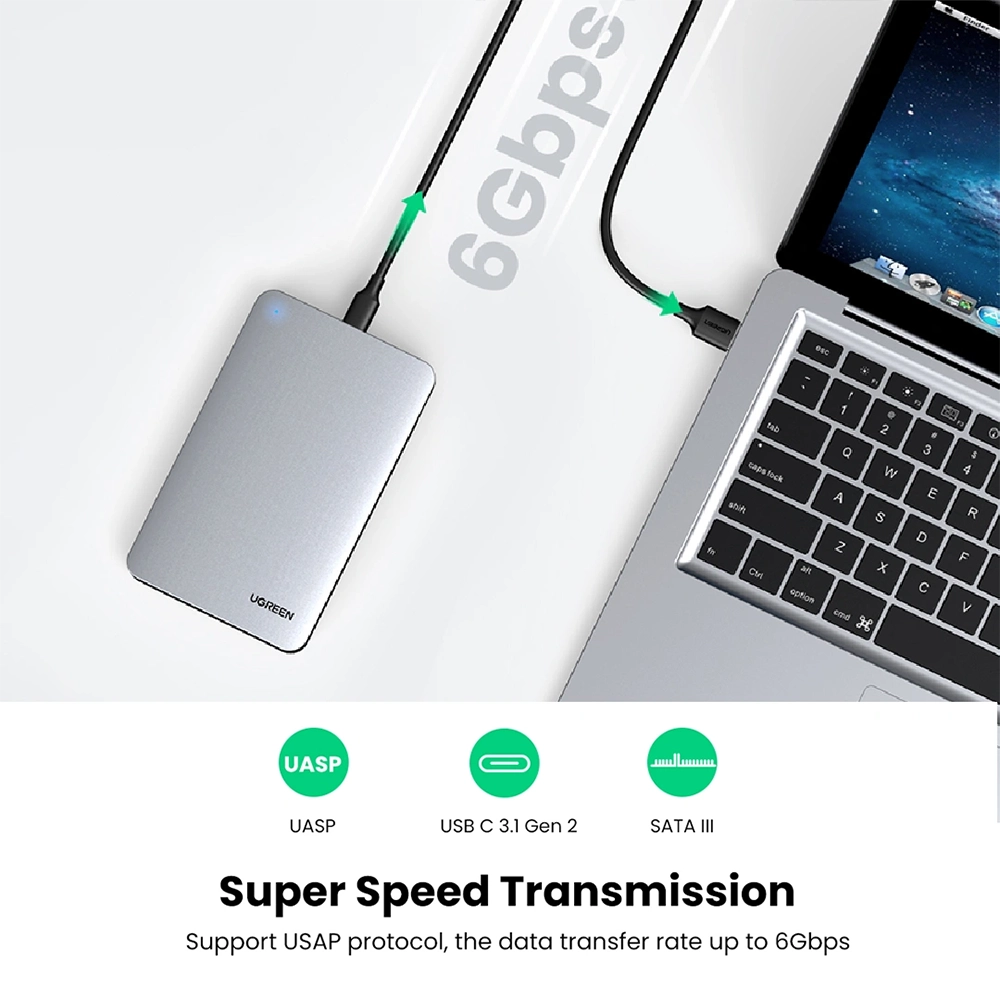 UGREEN 2.5-Inch SATA External Hard Drive Enclosure – CM300 - Image 3