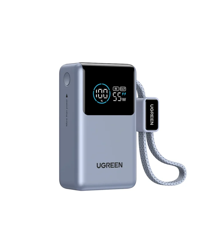 UGREEN 10000mAh 55W Nexode Pro Smart Digital Display Mini Power Bank with Build-in Type-C Cable – PB727