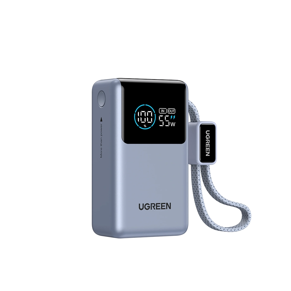 UGREEN 10000mAh 55W Nexode Pro Smart Digital Display Mini Power Bank with Build-in Type-C Cable – PB727