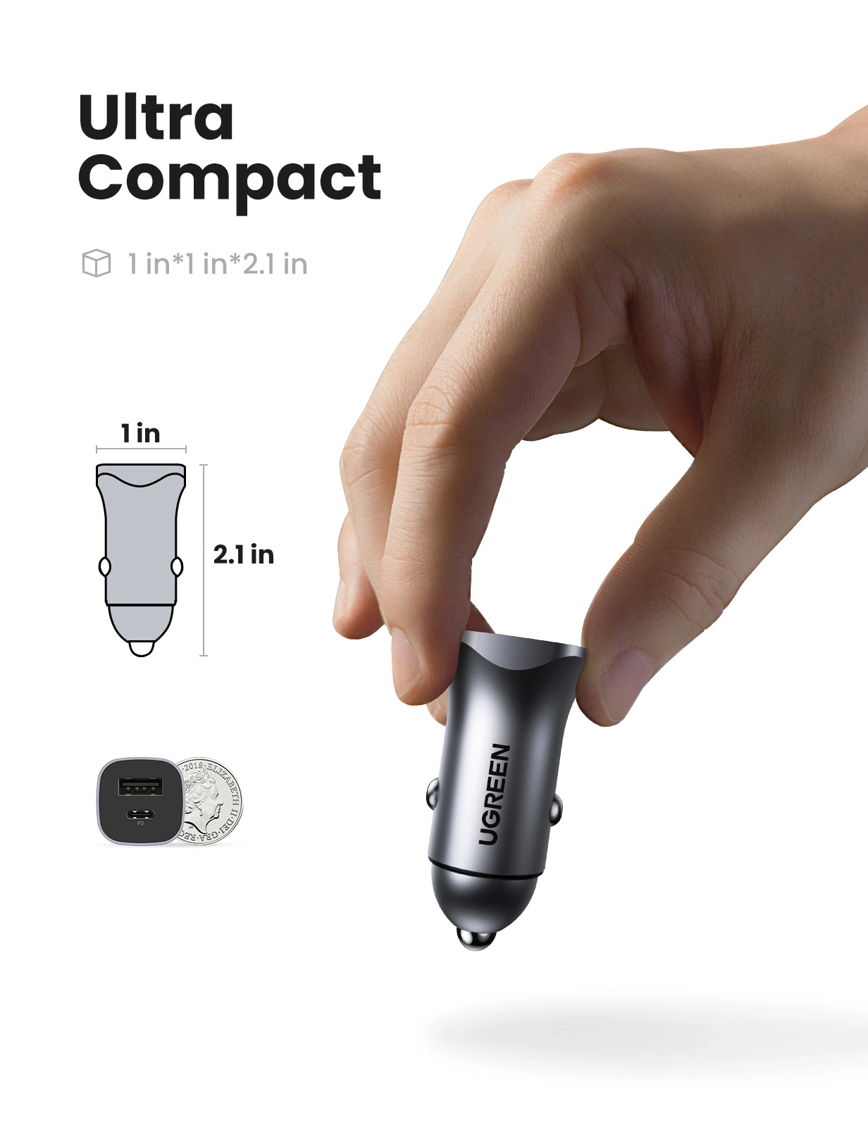 UGREEN 24W Dual USB Car Charger – CD130 - Image 4