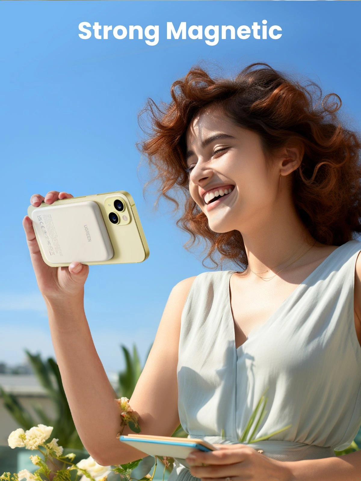 UGREEN 5000mAh 15W Magnetic Wireless Power Bank – Beige – PB560 - Image 4