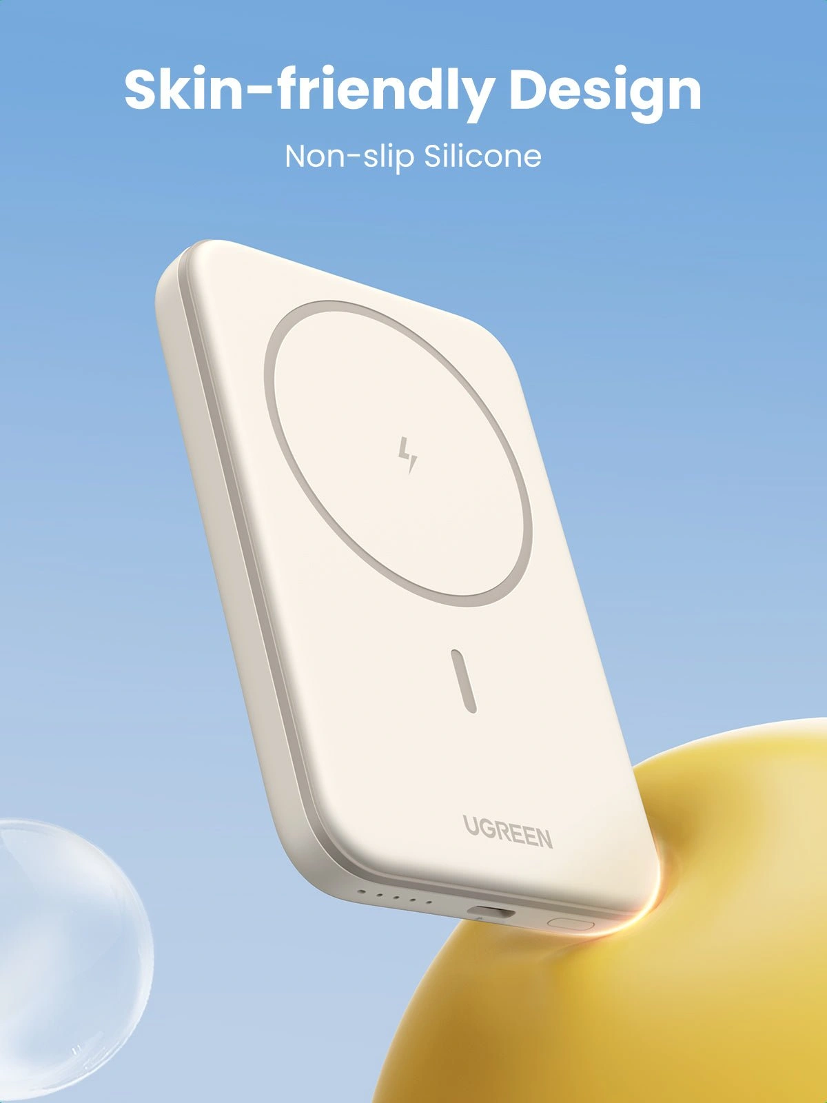 UGREEN 5000mAh 15W Magnetic Wireless Power Bank – Beige – PB560 - Image 5