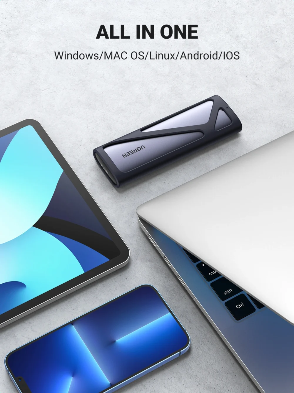 Alternative view of UGREEN M.2 SATA/NVMe 10Gbps Hard Drive Enclosure – CM400