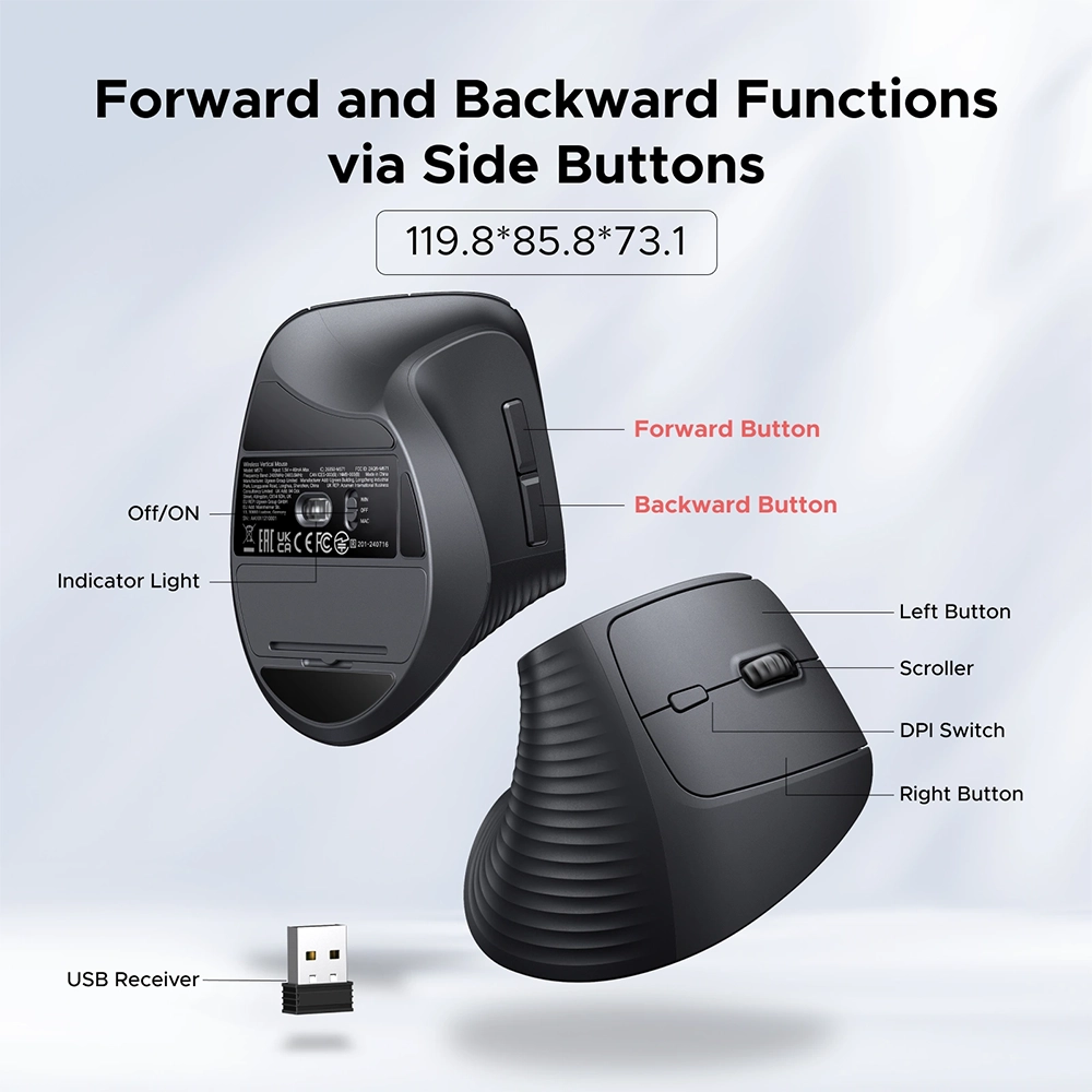 UGREEN M571P Bluetooth & Wireless Vertical Mouse – M571P - Image 3