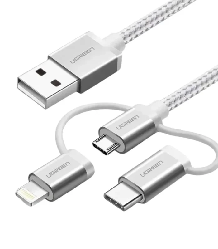 UGREEN MFi Certification 3-in-1 USB-A 2.0 Multifunction 1.5 Meter Cable with Braid – US186
