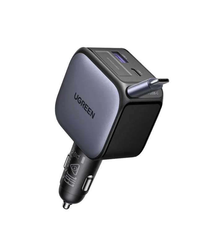 UGREEN 90W Retractable Cable With Type-C+USB Car Charger – EC603