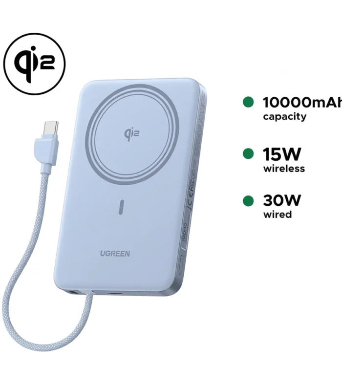 UGREEN 10000mAh 15W Qi2 MagFlow Air Magnetic Power Bank (Star Blue)- PB570 – 65839B