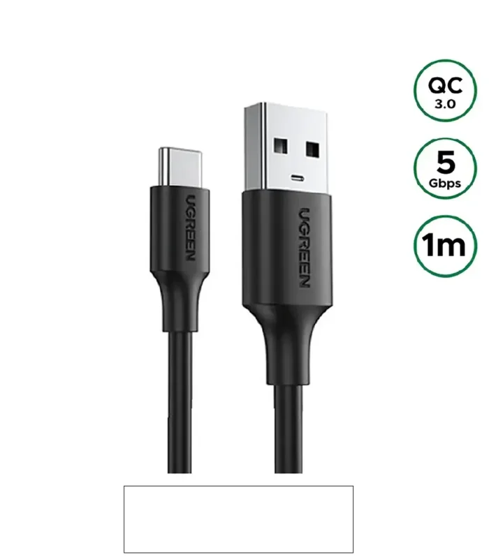 UGREEN 1m 5Gbps USB 3.0 A Male to Type C Male Cable (Black)- US184 – 20882